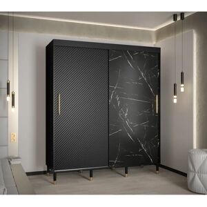 Canora Grey Alauna Sliding Wardrobe black 208.0 H x 180.0 W x 62.0 D cm