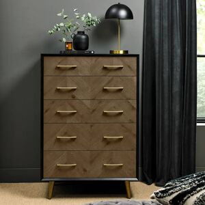 Canora Grey Agamjot 5 Drawer 80Cm W Chest of Drawers brown/gray 119.5 H x 80.0 W x 47.5 D cm