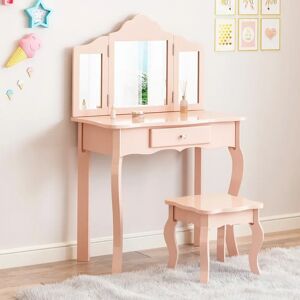 Harriet Bee Giglio Kids Dressing Table Set with Mirror pink 105.0 H x 70.0 W x 35.0 D cm