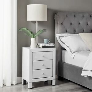 Latitude Run Lexi Mirrored Bedside Cabinet With 3 Drawers - Modern Luxury Bedside Table Nightstand white 60.0 H x 45.0 W x 45.0 D cm