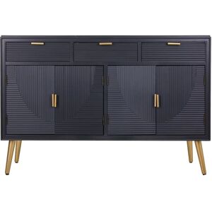 Canora Grey Amandie WOODEN SIDEBOARD WITH 4 DOORS AND 3 DRAWERS blue/brown/yellow 81.5 H x 121.5 W x 34.0 D cm