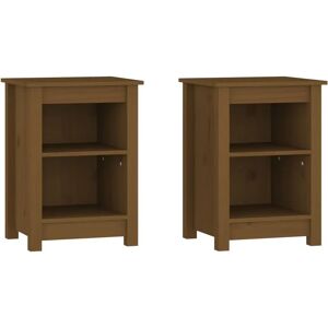 Brayden Studio Bedside Cabinets 2 Pcs 40X35x55 Cm Solid Wood Pine brown 55.0 H x 40.0 W x 35.0 D cm