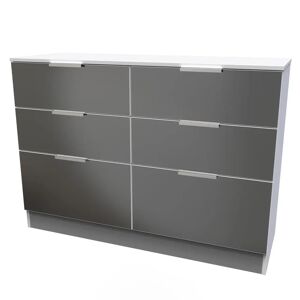 Brayden Studio Aftin 6 Drawer 112Cm W Double Dresser white/black 79.5 H x 112.0 W x 41.5 D cm