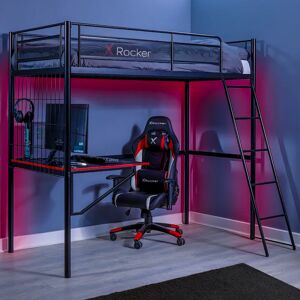 Icarus XL High Sleeper Loft Bed Bed with Built-in-Desk by X Rocker black 183.0 H x 146.5 W x 198.0 D cm