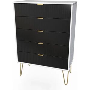 Canora Grey Aliziah 5 - Drawer Chest of Drawers white/black 107.5 H x 76.5 W x 41.5 D cm