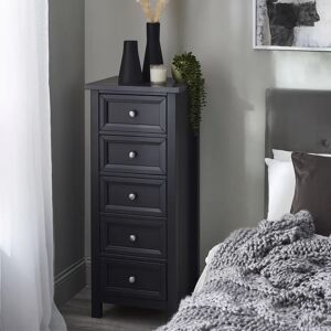 Lark Manor Aoife 5 Drawer Tall Chest - Anthracite black/brown 114.0 H x 48.0 W x 44.0 D cm