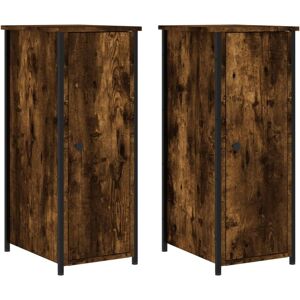 Bedside Cabinets 2 pcs Smoked Oak 32x42x80 cm Engineered Wood Vidaxl Brown