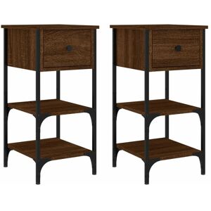 Bedside Cabinets 2 pcs Brown Oak 34x36x70 cm Engineered Wood Vidaxl Brown