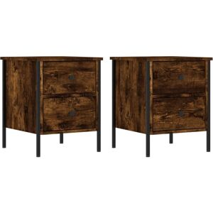 Bedside Cabinets 2 pcs Smoked Oak 40x42x50 cm Engineered Wood Vidaxl Brown