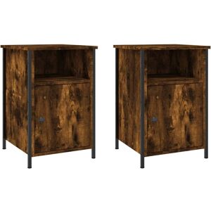 Bedside Cabinets 2 pcs Smoked Oak 40x42x60 cm Engineered Wood Vidaxl Brown