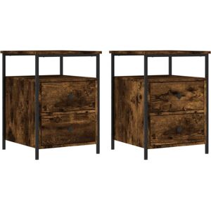 Bedside Cabinets 2 pcs Smoked Oak 44x45x60 cm Engineered Wood Vidaxl Brown