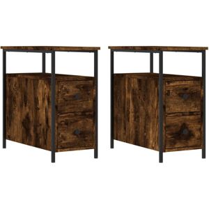 Bedside Cabinets 2 pcs Smoked Oak 30x60x60 cm Engineered Wood Vidaxl Brown