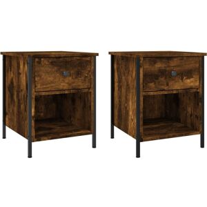 Bedside Cabinets 2 pcs Smoked Oak 40x42x50 cm Engineered Wood Vidaxl Brown