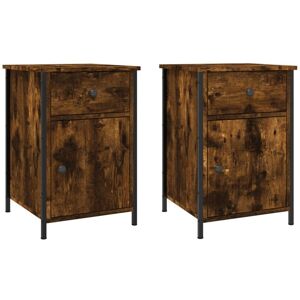 Bedside Cabinets 2 pcs Smoked Oak 40x42x60 cm Engineered Wood Vidaxl Brown