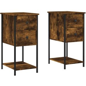 Bedside Cabinets 2 pcs Smoked Oak 32x42x70 cm Engineered Wood Vidaxl Brown