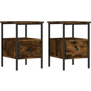 Bedside Cabinets 2 pcs Smoked Oak 34x36x50 cm Engineered Wood Vidaxl Brown