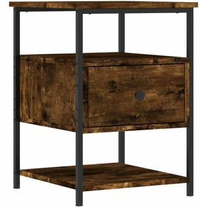 Bedside Cabinet Smoked Oak 40x42x56 cm Engineered Wood Vidaxl Brown