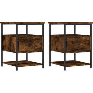 Bedside Cabinets 2 pcs Smoked Oak 40x42x56 cm Engineered Wood Vidaxl Brown