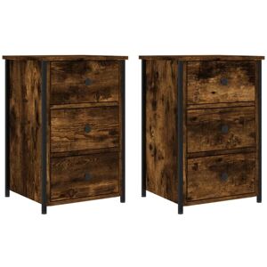 Bedside Cabinets 2 pcs Smoked Oak 40x36x60 cm Engineered Wood Vidaxl Brown