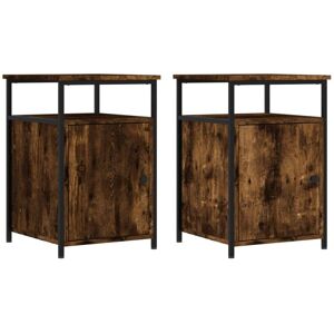 Bedside Cabinets 2 pcs Smoked Oak 40x42x60 cm Engineered Wood Vidaxl Brown