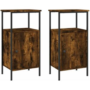 Bedside Cabinets 2 pcs Smoked Oak 41x31x80 cm Engineered Wood Vidaxl Brown