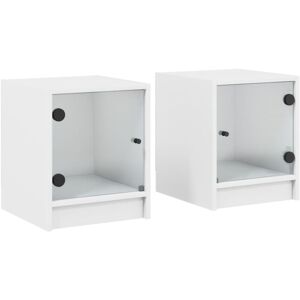 Bedside Cabinets with Glass Doors 2 pcs White 35x37x42 cm Vidaxl White