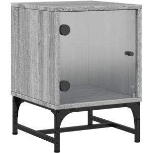 Bedside Cabinet with Glass Door Grey Sonoma 35x37x50 cm Vidaxl Grey