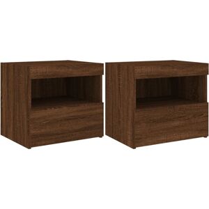 Bedside Cabinets with led Lights 2 pcs Brown Oak 50x40x45 cm Vidaxl Brown