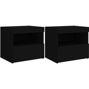 Bedside Cabinets with led Lights 2 pcs Black 50x40x45 cm Vidaxl Black