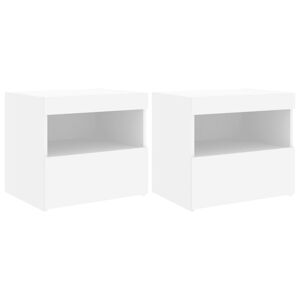 Bedside Cabinets with led Lights 2 pcs White 50x40x45 cm Vidaxl White