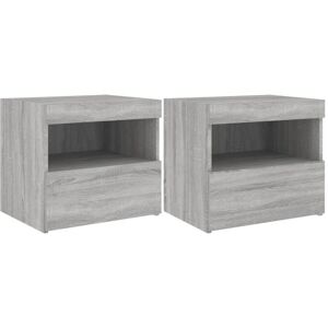 Bedside Cabinets with led Lights 2 pcs Grey Sonoma 50x40x45 cm Vidaxl Grey