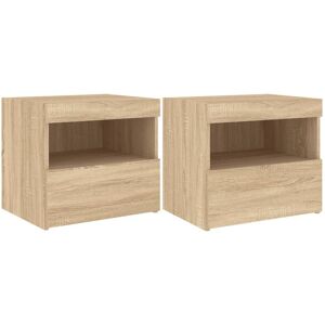 Bedside Cabinets with led Lights 2 pcs Sonoma Oak 50x40x45 cm Vidaxl Brown