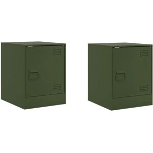 Bedside Cabinets 2 pcs Olive Green 34.5x39x44 cm Steel vidaXL