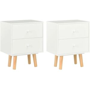 Bedside Cabinets 2 pcs White 40x30x50 cm Solid Pinewood Vidaxl White