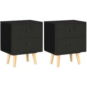 Bedside Cabinets 2 pcs Black 40x30x50 cm Solid Pinewood Vidaxl Black