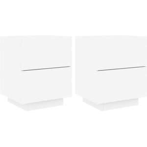 Bedside Cabinets with led Lights 2 pcs White Engineered Wood Vidaxl White