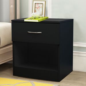 Chest of Drawers Bedroom Furniture Bedside Cabinet with Handle 1 Drawer Black 40x36x47cm - NRG