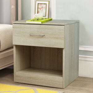 NRG Chest of Drawers Bedroom Furniture Bedside Cabinet with Handle 1 Drawer Oak 40x36x47cm