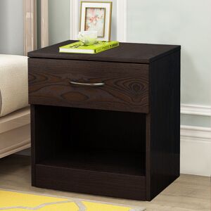 Chest of Drawers Bedroom Furniture Bedside Cabinet with Handle 1 Drawer Walnut 40x36x47cm - NRG