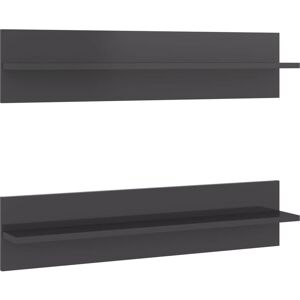 Berkfield Home - Mayfair Wall Shelf 2 pcs High Gloss Grey 80x11.5x18 cm Engineered Wood