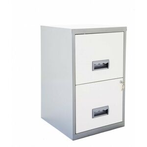 2 Drawer Maxi Tall Filing Cabinet - Silver/White - Pierre Henry