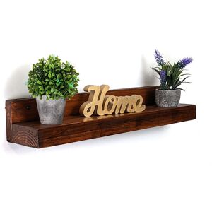 MODERIX Reclaimed Wooden Shelf With Backboard 5" 125mm - Colour Dark Oak - Length 50cm
