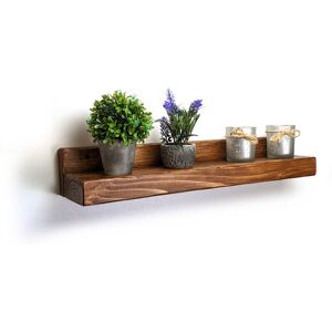 MODERIX Reclaimed Wooden Shelf With Backboard 5' 125mm - Colour Medium Oak - Length 50cm