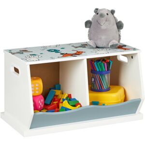 Relaxdays Children's Shelf with Dog Motif, 2 Compartments, HWD: 33 x 60 x 34 cm, Girls & Boys, MDF, Bookshelf, Colourful