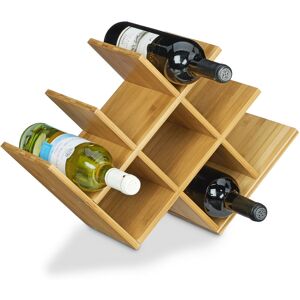 Relaxdays Wine Rack made of High-Quality Bamboo, Size: 31.5 x 47 x 16.5 cm Bottle Holder for up to 8 Bottles, Bottle Shelf Wooden Wine Bottle Holder