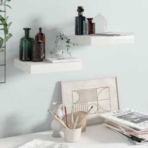 Floating Wall Shelves 2 pcs High Gloss White 23x23.5x3.8 cm mdf - Royalton