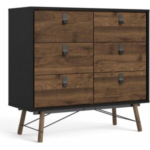 NETFURNITURE Sny Double Chest Of Drawers 6 Drawers In Matt Black Walnut - Black