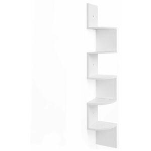 Songmics - Corner Shelf 5-tier Floating Wall Shelf With Zigzag Design Bookshelf White LBC20WT