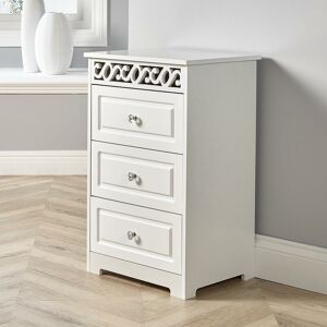WHITEHAVEN White Wooden 3 Drawer Chest Storage Unit Bedroom Organiser Bedside Tallboy - White