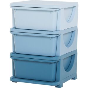 HOMCOM Kids Storage Units with Drawers 3 Tier Chest Vertical Dresser Tower Blue